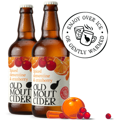 Old Mout Cider Spiced Clementine & Cranberry bottle. Old Mout Cider Spiced Clementine & Cranberry bottle.