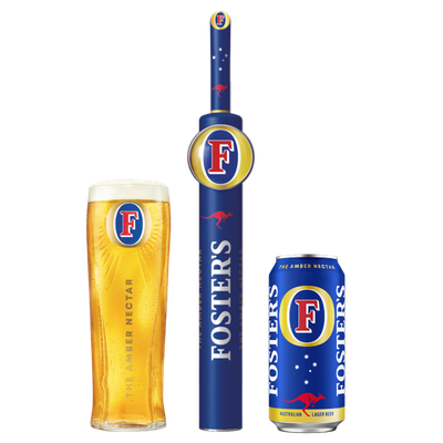 Fosters pint glass, fount and can. Fosters pint glass, fount and can.
