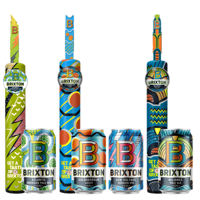 A range of Brixton Beer's in cans and keg founts. A range of Brixton Beer's in cans and keg founts.